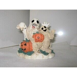 Spooky Hollow Halloween Ghost Mummy Pumpkin Jack O Lantern Figurine Hand Painted